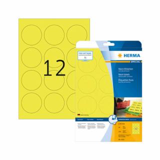 60 mm-es Herma A4 íves etikett címke, neon sárga színű (20 ív/doboz)