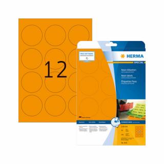 60 mm-es Herma A4 íves etikett címke, neonnarancs színű (20 ív/doboz)