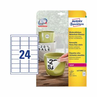63,5*33,9 mm-es Avery Zweckform A4 íves etikett címke, fehér színű (20 ív/doboz)