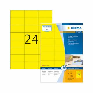 70*37 mm-es Herma A4 íves etikett címke, sárga színű (100 ív/doboz)