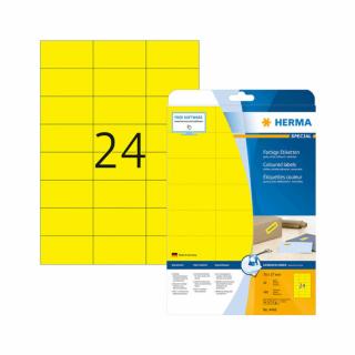 70*37 mm-es Herma A4 íves etikett címke, sárga színű (20 ív/doboz)