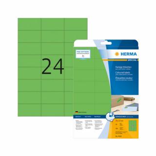 70*37 mm-es Herma A4 íves etikett címke, zöld színű (20 ív/doboz)