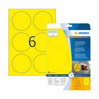 85 mm-es Herma A4 íves etikett címke, sárga színű (25 ív/doboz)