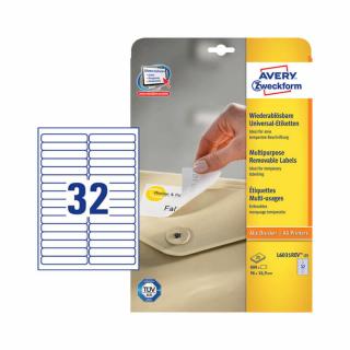 96*16,9 mm-es Avery Zweckform A4 íves etikett címke, fehér színű (25 ív/doboz)