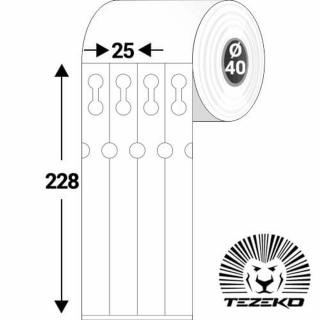 Kertészeti, faiskolai címke, műanyag 25 * 228 mm-es 4 pályás (1000 db/tekercs, 40 mm-es belső mag)