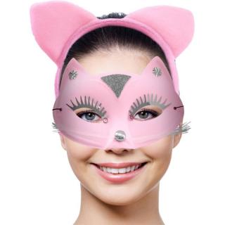 Álarc és füles fejpánt készlet - Pink Kitty