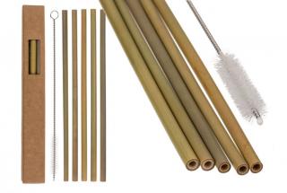 Bambusz szívószál tisztítókefével - 5 db