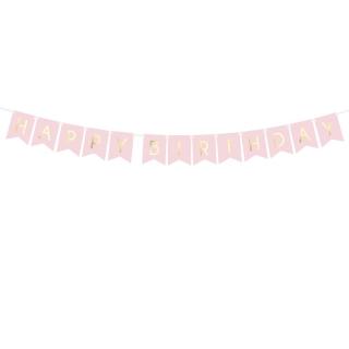 Betűfüzér - HAPPY BIRTHDAY,  15 x 175 cm Rózsaszín: Rózsaszín
