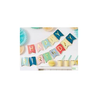 Betűfüzér - HAPPY BIRTHDAY, színes mix 15 x 175 cm