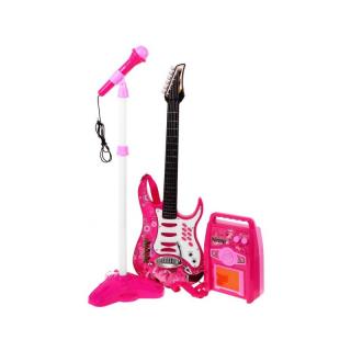 Elektromos gitár + mikrofon + erősítő Rózsaszín: Rózsaszín