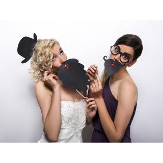 Esküvői kellékkészlet fotózáshoz - fekete 4 db