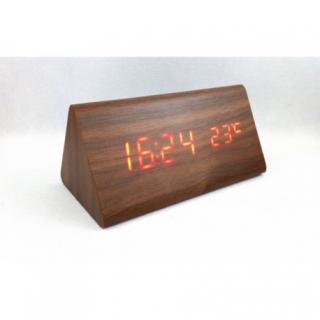 Fa LCD óra dátummal, ébresztőórával és hőmérséklettel Barna: Sötétbarna