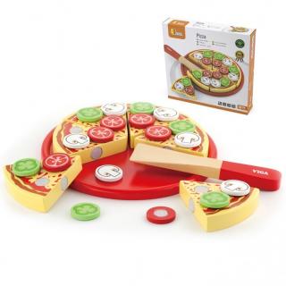 Fa pizza szeleteléshez kiegészítőkkel - Viga Toys