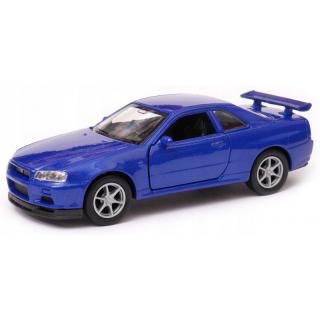 Fém autómodell - Nex 1:34 - Nissan Skyline GT-R (R34) Kék: kek