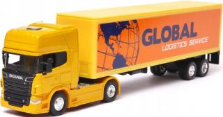 Fém modell -  Transporter pótkocsival 1:64 - Volvo FH - Global Logistic ​