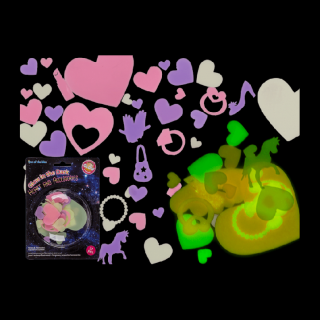 Fluoreszkáló matricák - Hearts & Accessories 21 db