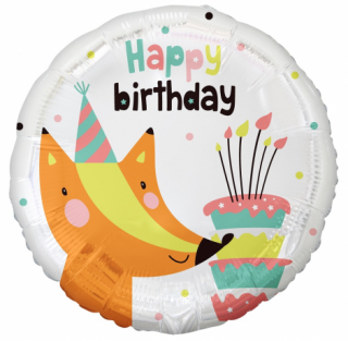 Fólia lufi - Happy Birthday Fox - 46cm
