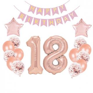 Fólia lufi készlet -  Happy Birthday  Pink 18 - 16 db