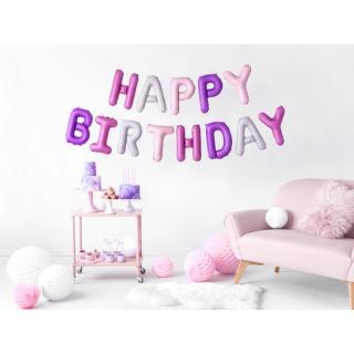 Fólia lufi készlet Happy Birthday - Pink Mix, 340x35cm