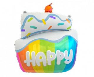 Fólia lufi - Szivárványos torta Happy- 60x50 cm