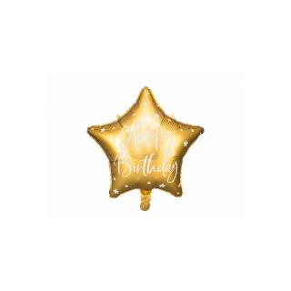 Fólia lufi - Születésnapi csillag - 40 cm türkiz: arany