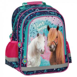Kétkamrás gyerek hátizsák - Pink horses