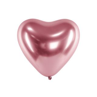 Króm lufi - Glossy Hearts 30cm, 10db Rózsaszín: Rózsaszín