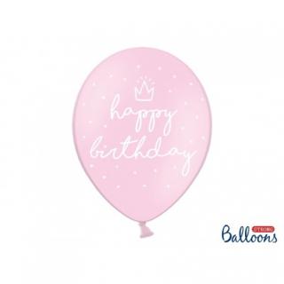 Lufik Happy Birthday - pasztell rózsaszín 30cm, 5db