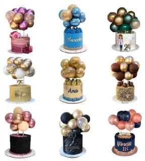 Mini lufi készlet a tortához - Birthday Balloons (10 db) Egyéb változatok: Arany