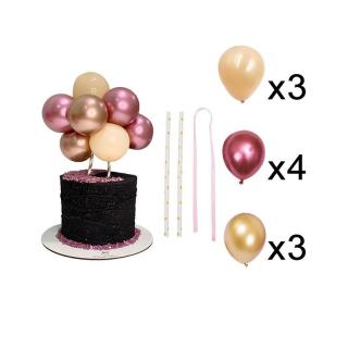 Mini lufi készlet a tortához - Birthday Balloons (10 db) Lila: Rózsaszín