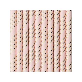Papírszívószálak - Hullámok - 19,5 cm (10 db) Rózsaszín: Rózsaszín