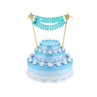 Tortadekor - Happy Birthday - kék - 25cm