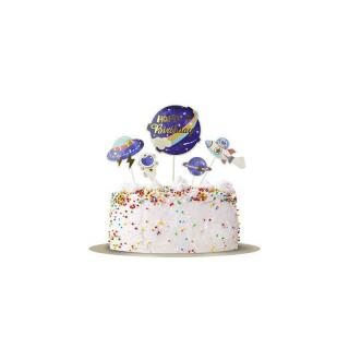 Tortadekor készlet - Happy Birthday - Galaxy - 13-15cm