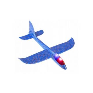 Világító LED polisztirol repülőgép 47 cm Kék: kek