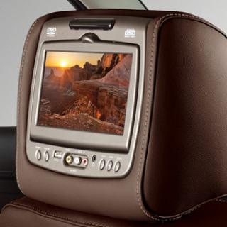 Chevrolet / Cadillac Escalade / Escalade ESV, GMC Yukon/ XL Infotainment systém pro zadní sedadla s DVD přehrávačem v kůži - kakaová