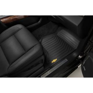 Chevrolet Celokožené podlahové rohože Premium pro první řadu v černé barvě Jet Black s logem Bowtie