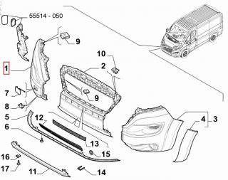 Fiat Ducato Nárazník přední, pravý, šedý OEM