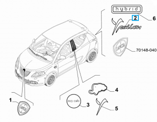 Lancia Ypsilon TY Nápis Ypsilon zadní