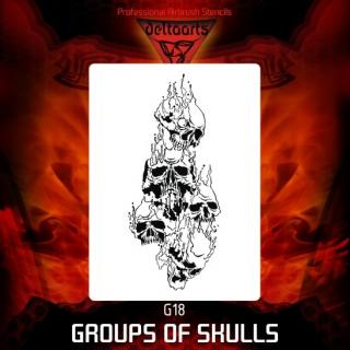 Airbrush sablon Group of skulls g18