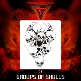 Airbrush sablon Group of skulls g8 mini