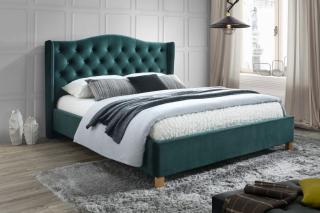 Kárpitozott ágy ASPEN VELVET 160 x 200 cm zöld