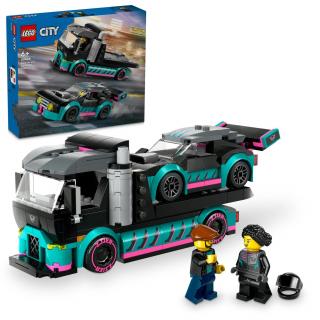 City LEGO® teherautó versenyautóval (60406)