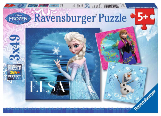Jégkirályság - puzzle - Elsa, Anna és Olaf - 3 x 49 darab - 3 x 49 darab