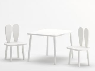 Gyerekasztal és nyuszifüles szék - fehér