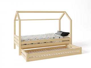 Házikó ágy prémium fiókkal ágy méret: 100 x 180 cm, fiók, lábak: lábakkal és fiókkal, Leesésgátlók: hátsó
