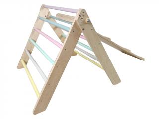 Montessori Pikler háromszög 60 cm light + rámpa 2 az 1-ben szín: Natúr szélek, pasztell lecek