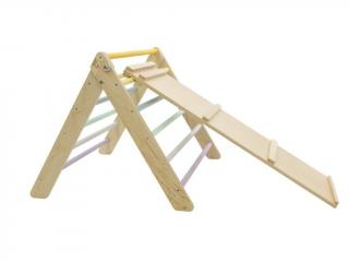 Montessori Pikler háromszög 60 cm light + rámpa 2 az 1-ben szín: Natúr szélek, színes lecek