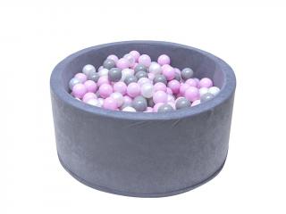 Száraz, SZÜRKE MEDENCE gyermekeknek 90x40 labdákkal 200 db standard labdák színe: rózsaszín