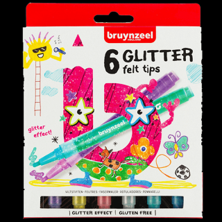 Bruynzeel filctoll készlet gyerekeknek - Glitter hatással - 6db ()
