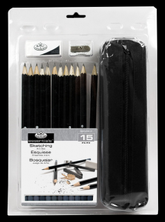 Grafikai ceruzák tolltartóban vázlatkészítéshez- készlet 15 db
